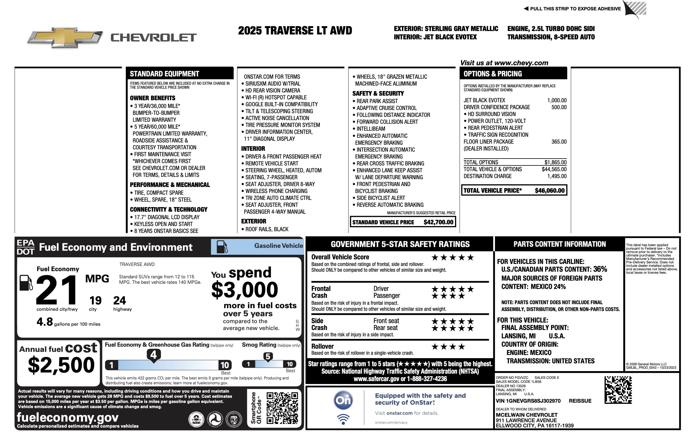 Used 2025 Chevrolet Traverse LT w/ Driver Confidence Package image 5