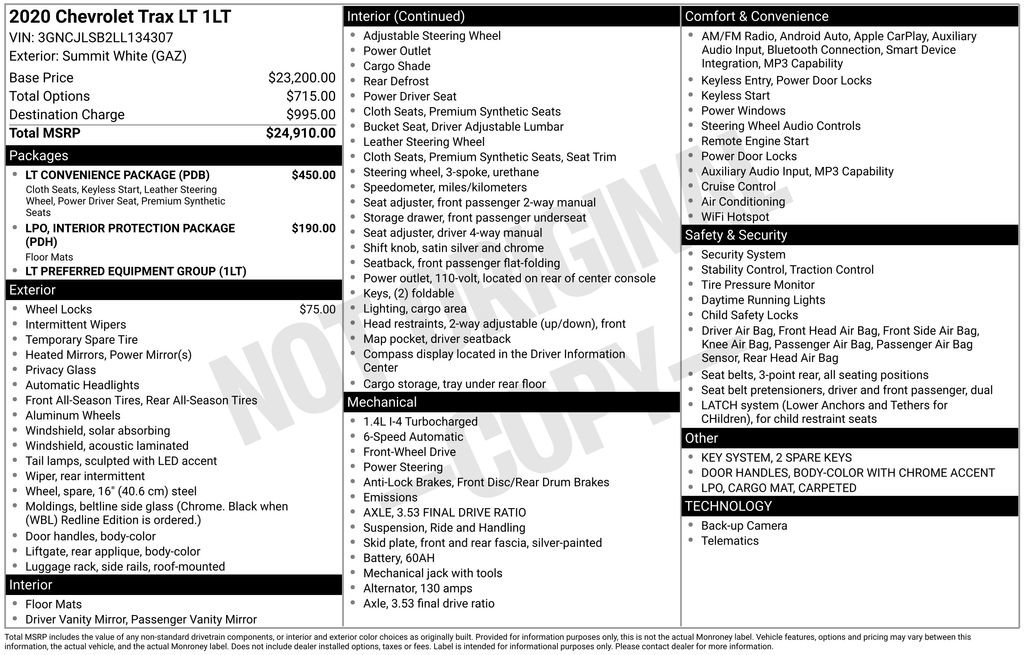 Used 2020 Chevrolet Trax LT w/ LT Convenience Package FWD image 29