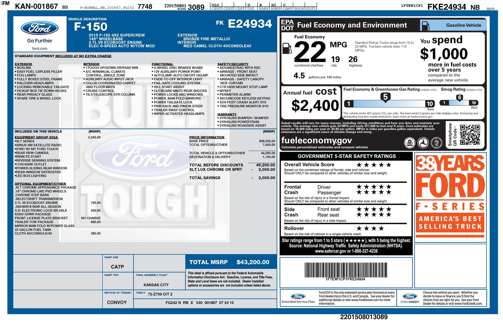 Used 2015 Ford F150 XLT w/ Equipment Group 302A Luxury RWD image 6