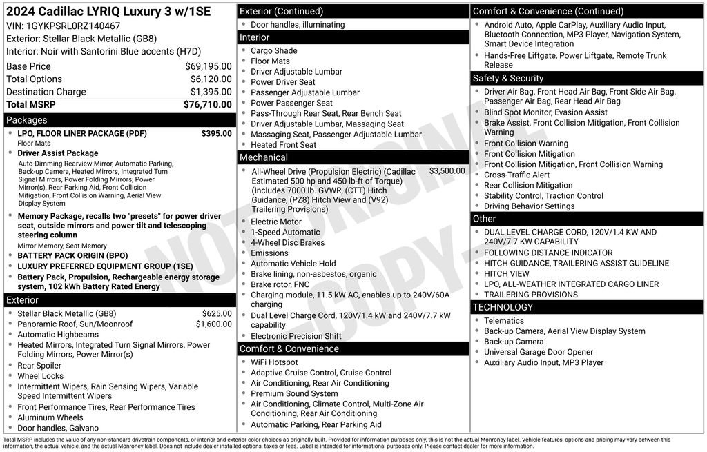 Used 2024 Cadillac Lyriq Luxury w/ LPO, Floor Liner Package image 68