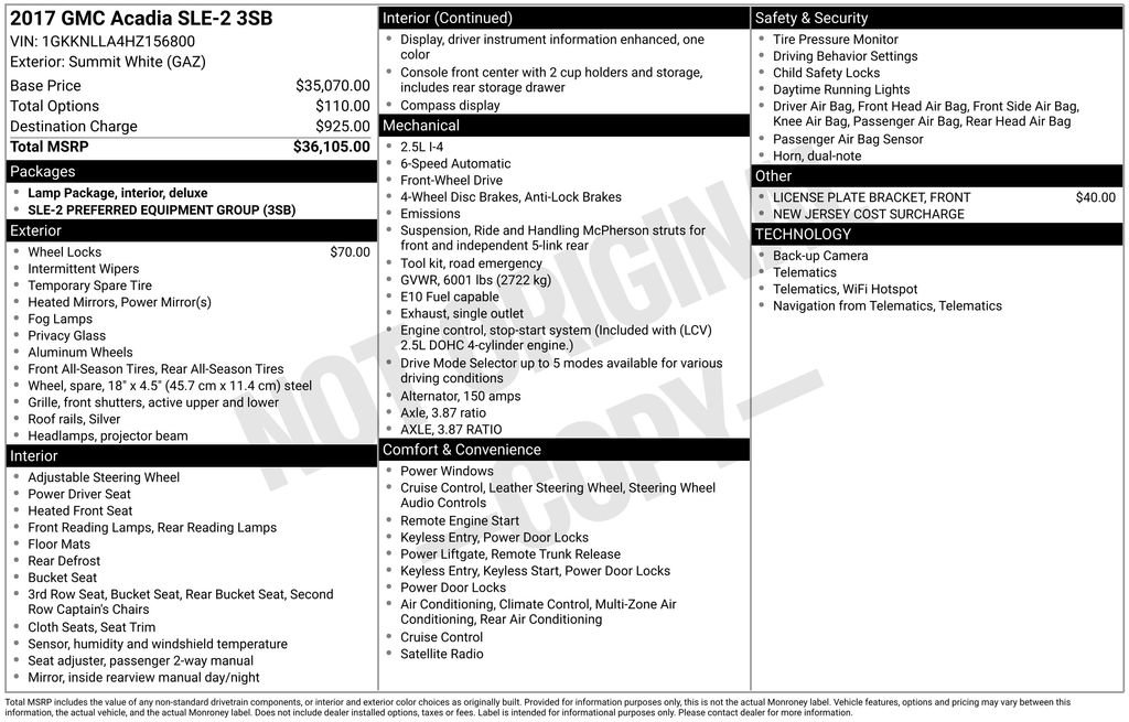 Used 2017 GMC Acadia SLE FWD image 2
