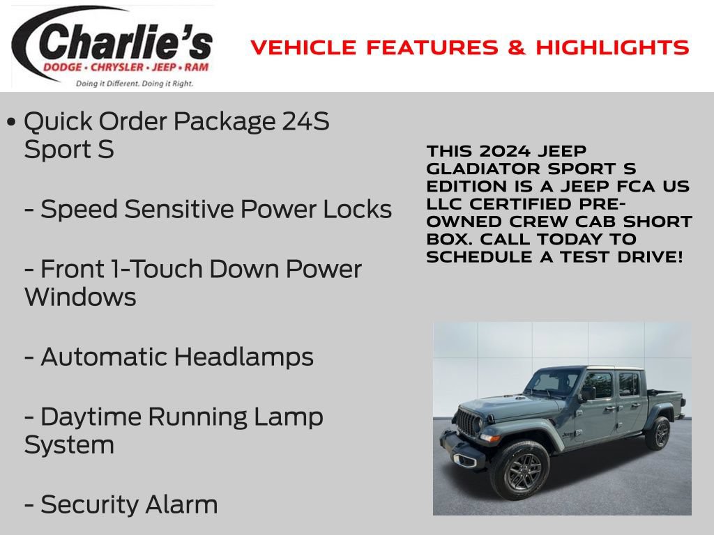 Certified 2024 Jeep Gladiator Sport AWD/4WD image 13