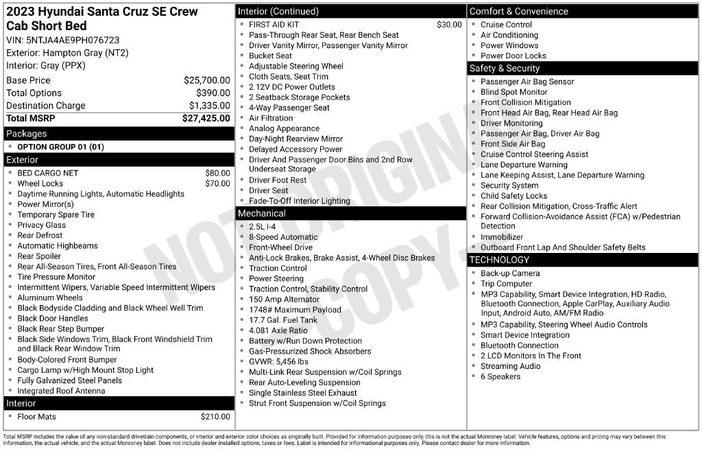 Used 2023 Hyundai Santa Cruz SE FWD image 30