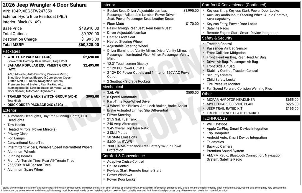 New 2026 Jeep Wrangler Unlimited Sahara w/ Whitecap Package AWD/4WD image 6