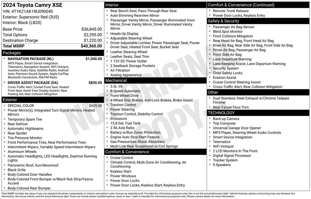 Used 2024 Toyota Camry XSE w/ Navigation Package FWD image 35