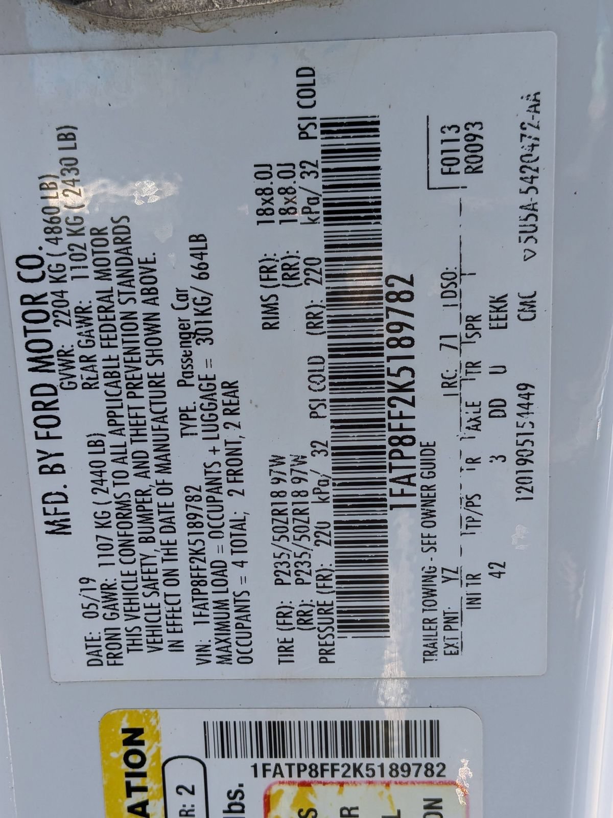 Certified 2019 Ford Mustang GT Premium w/ Ford Safe & Smart Package RWD image 27