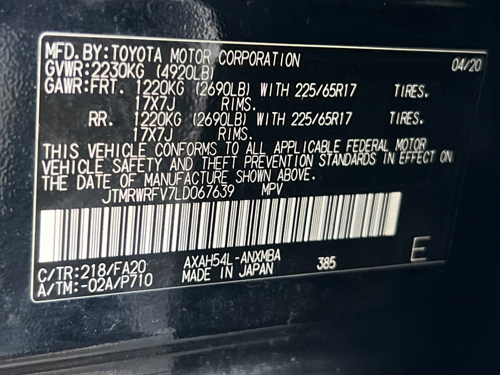 Used 2020 Toyota RAV4 XLE w/ All Weather Liner Package AWD/4WD image 28