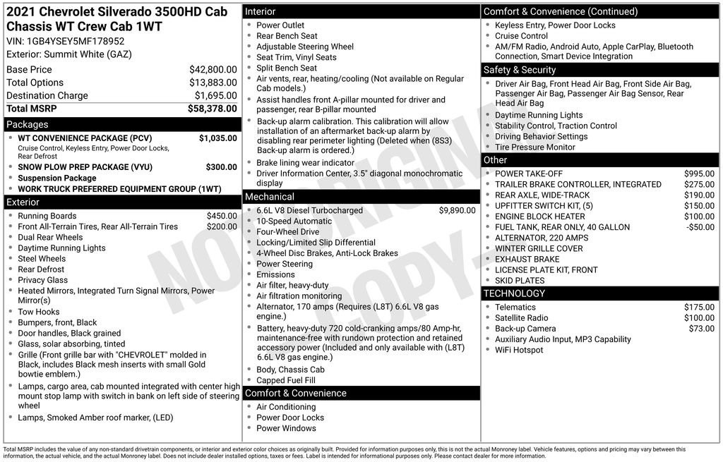 Used 2021 Chevrolet Silverado 3500 W/T w/ WT Convenience Package image 11