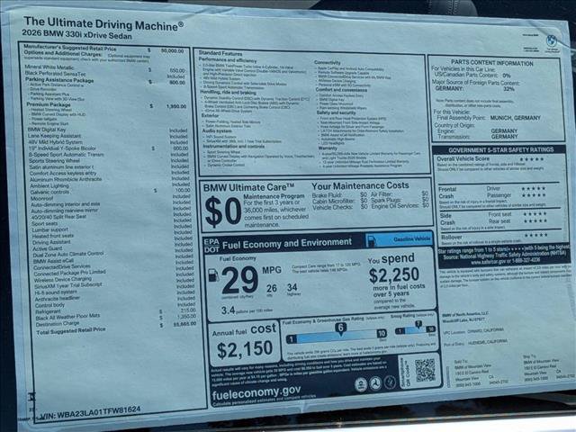 New 2026 BMW 330i xDrive Sedan w/ Premium Package AWD/4WD image 20