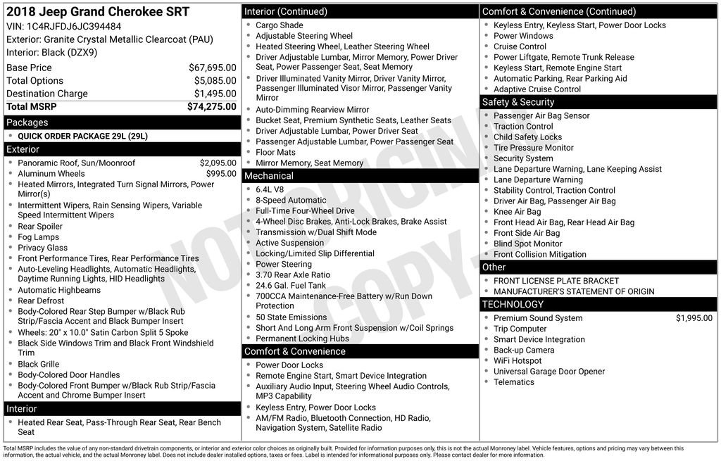 Used 2018 Jeep Grand Cherokee SRT image 37