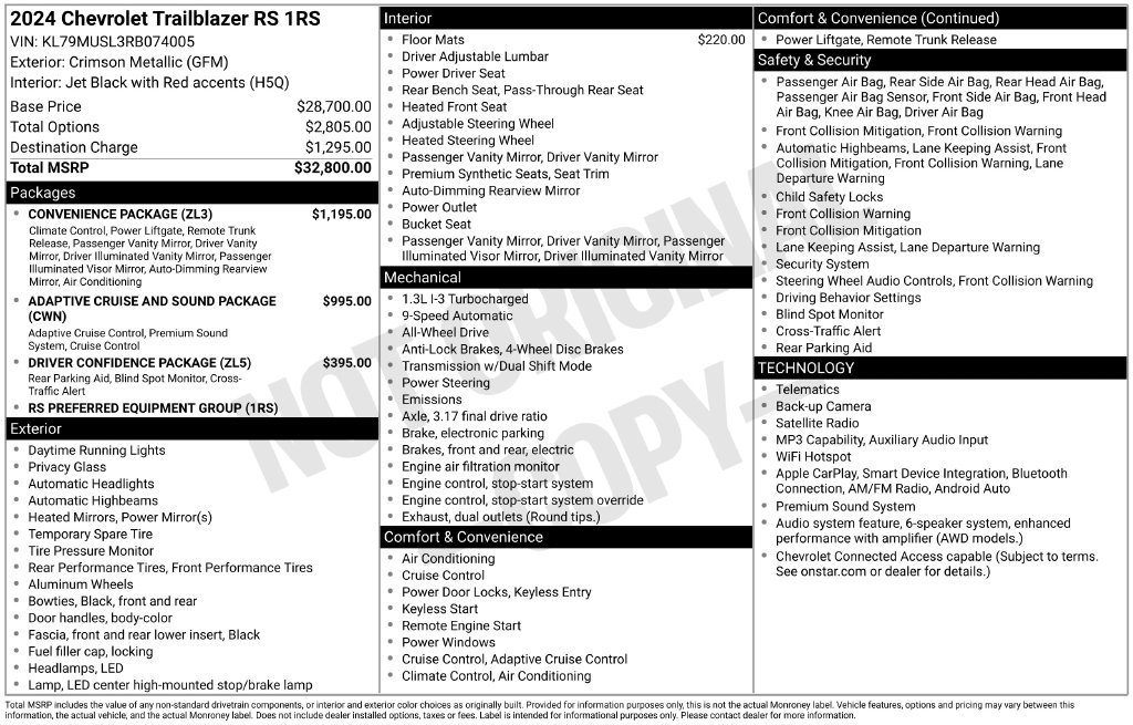 Used 2024 Chevrolet TrailBlazer RS w/ Convenience Package AWD/4WD image 35