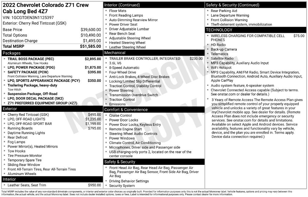 Used 2022 Chevrolet Colorado Z71 w/ Trail Boss Package AWD/4WD image 10