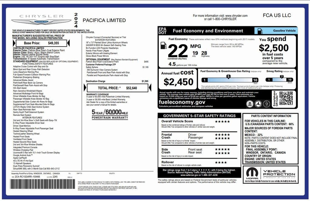 Used 2024 Chrysler Pacifica Limited image 3