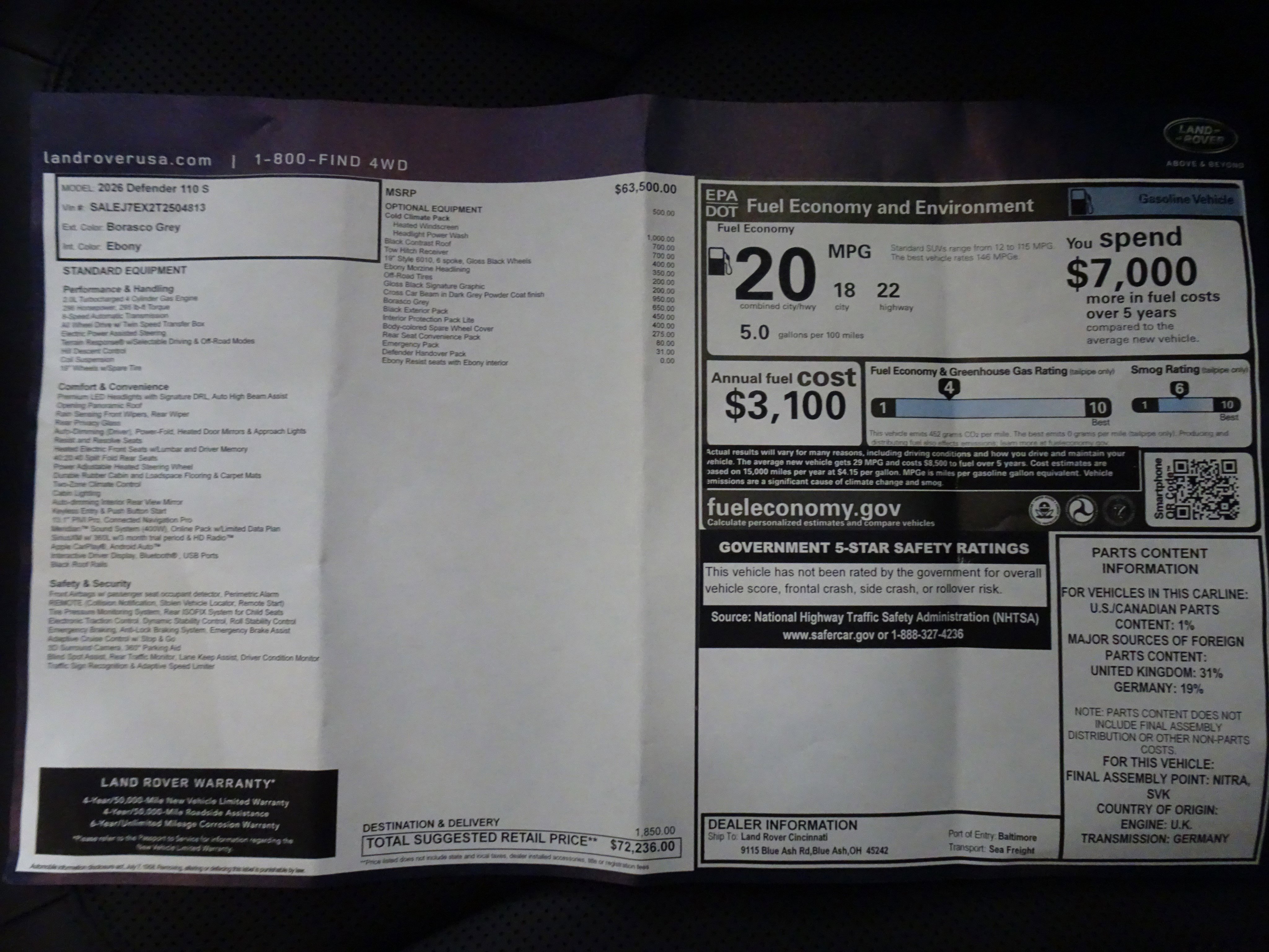 New 2026 Land Rover Defender 110 S image 5