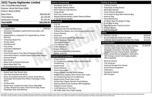 Used 2022 Toyota Highlander Limited AWD/4WD image 5