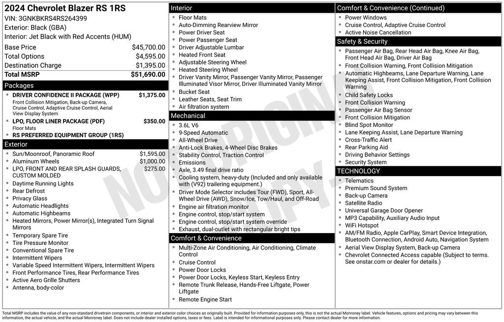 Certified 2024 Chevrolet Blazer RS w/ Driver Confidence II Package AWD/4WD image 4