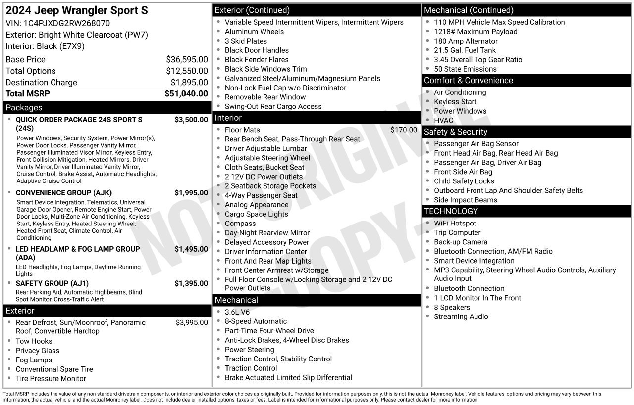 Used 2024 Jeep Wrangler Unlimited Sport AWD/4WD image 9