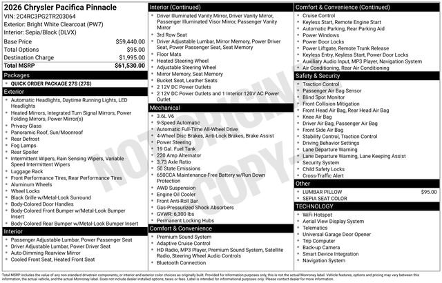 New 2026 Chrysler Pacifica Pinnacle AWD/4WD image 31