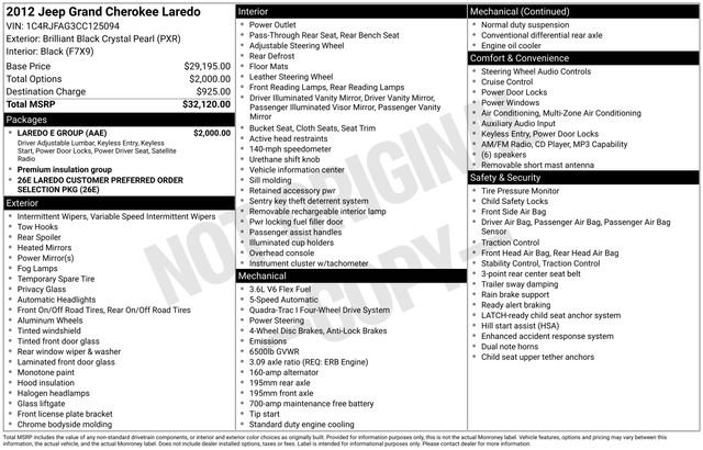 Used 2012 Jeep Grand Cherokee Laredo w/ Laredo E Group image 32