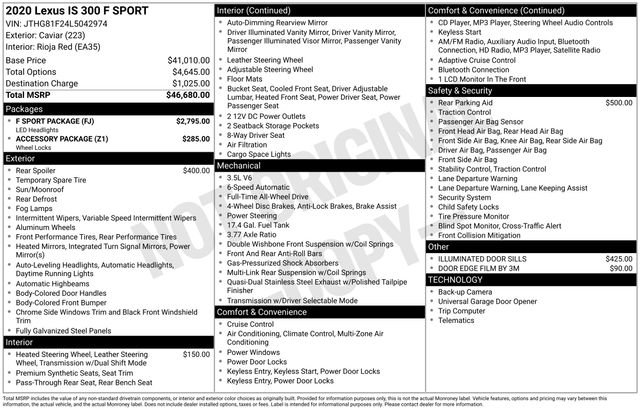 Used 2020 Lexus IS 300 F Sport w/ F Sport Package image 11