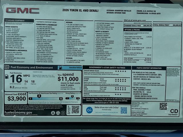 New 2026 GMC Yukon XL Denali w/ Sun & Power Step Package AWD/4WD image 21