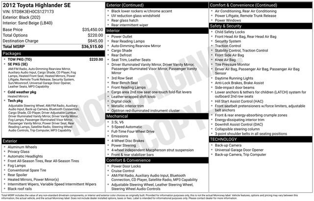 Used 2012 Toyota Highlander SE w/ Tow Pkg image 3