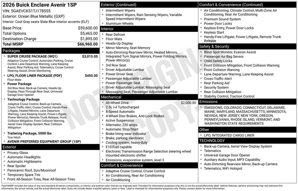 New 2026 Buick Enclave Avenir w/ Super Cruise Package image 15