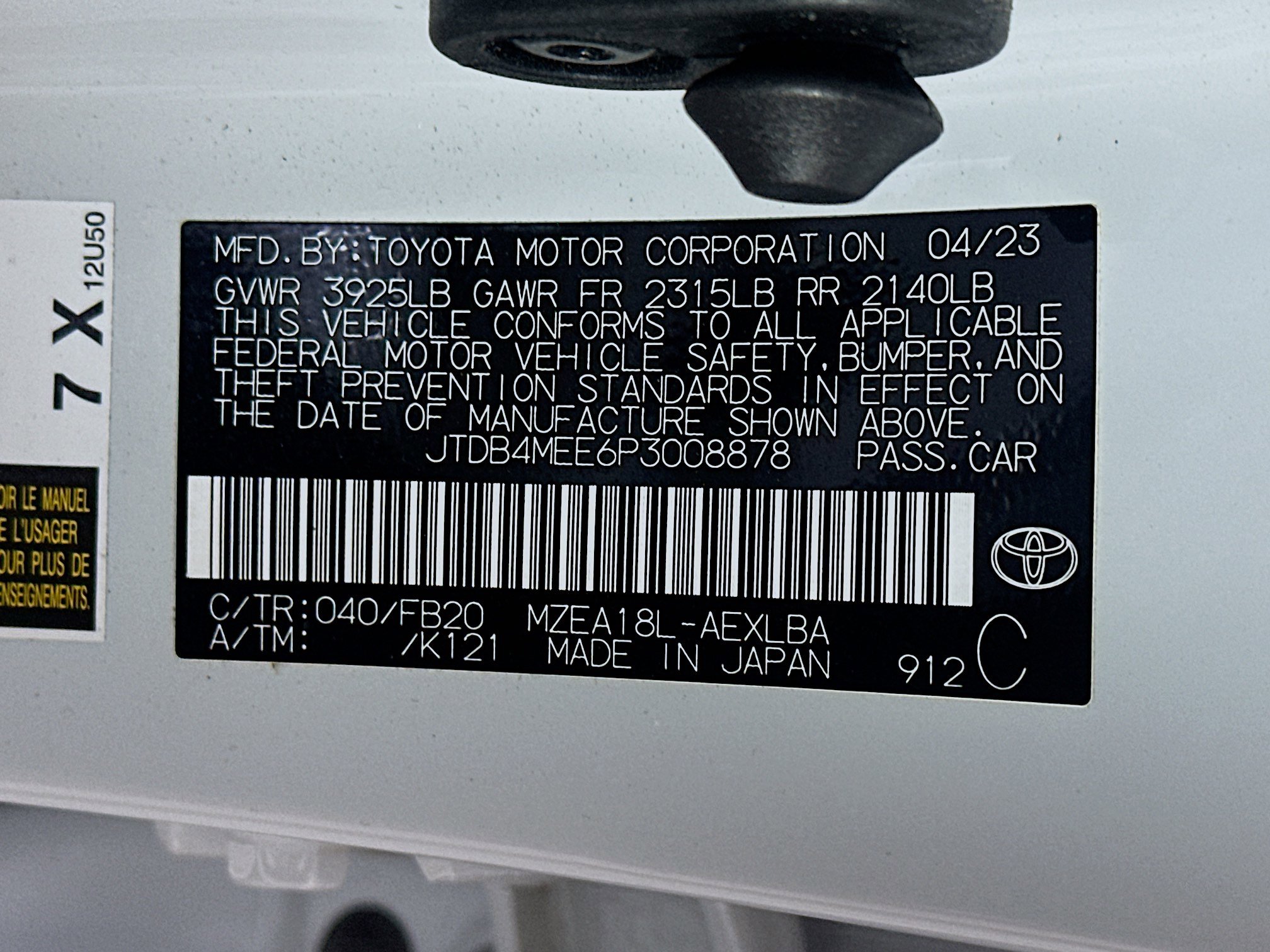 Used 2023 Toyota Corolla LE w/ Carpet Mat Package (TMS) image 12