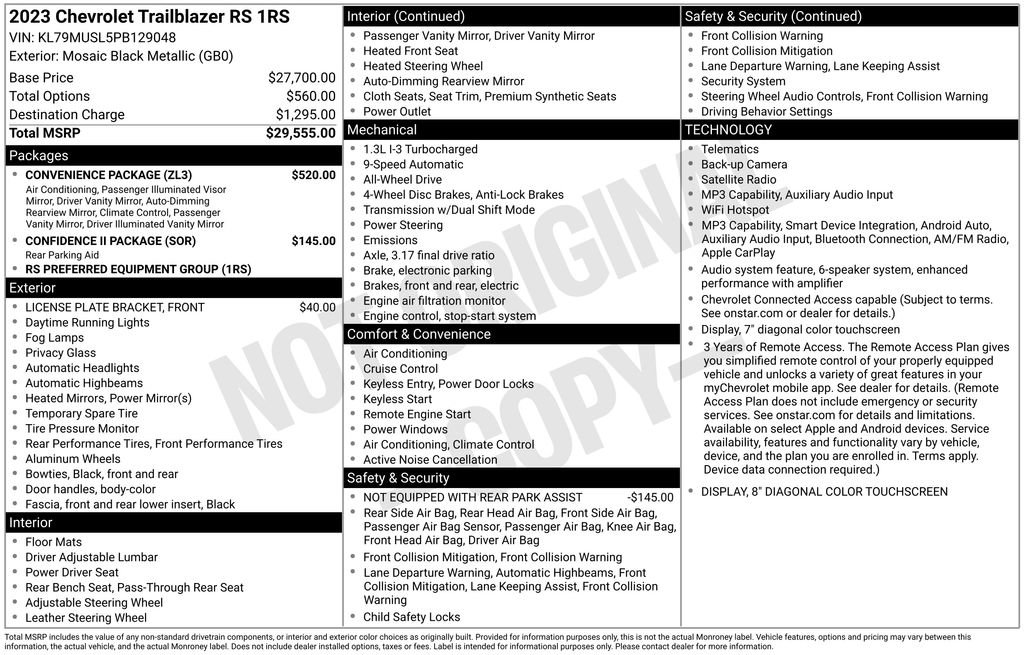 Used 2023 Chevrolet TrailBlazer RS w/ Convenience Package AWD/4WD image 17