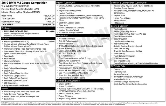 Used 2019 BMW M2 Competition w/ Executive Package image 45