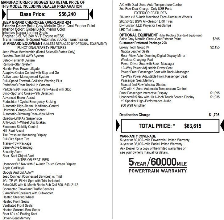 Used 2022 Jeep Grand Cherokee Overland w/ Luxury Tech Group IV image 2