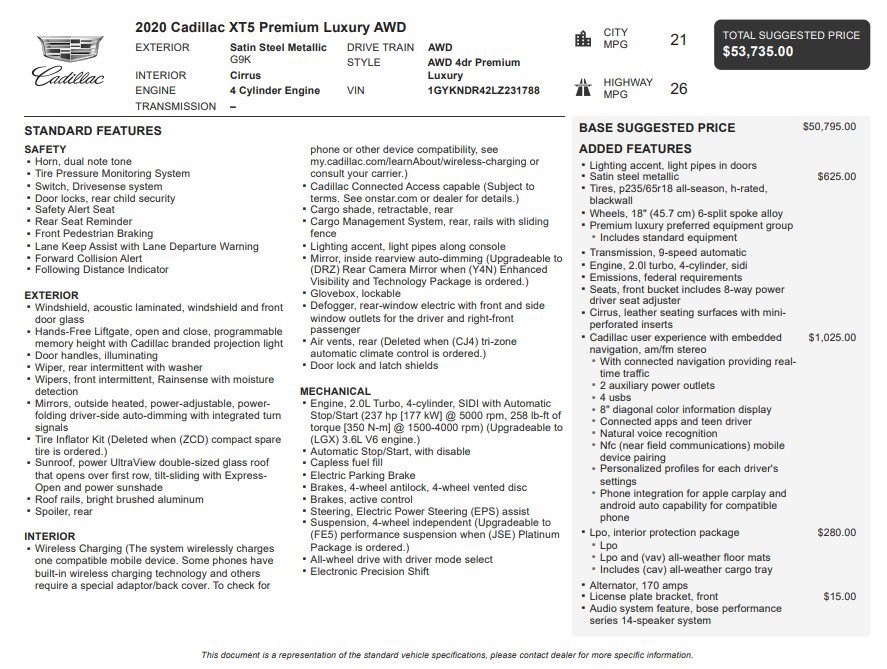 Certified 2020 Cadillac XT5 Premium Luxury image 35