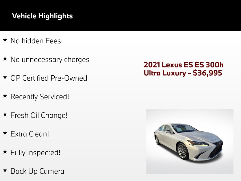 Used 2021 Lexus ES 300h Ultra Luxury w/ Accessory Package FWD image 69