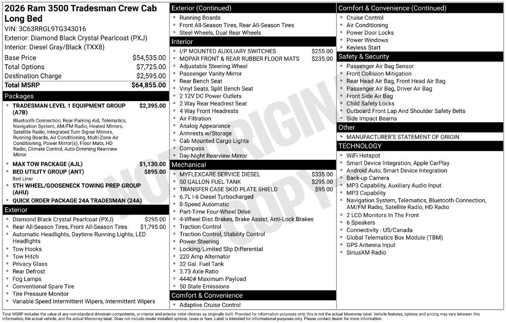 New 2026 RAM 3500 Tradesman AWD/4WD image 22