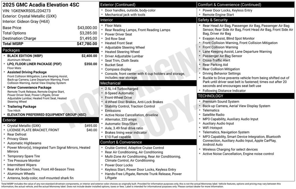Certified 2025 GMC Acadia Elevation w/ Black Edition FWD image 10