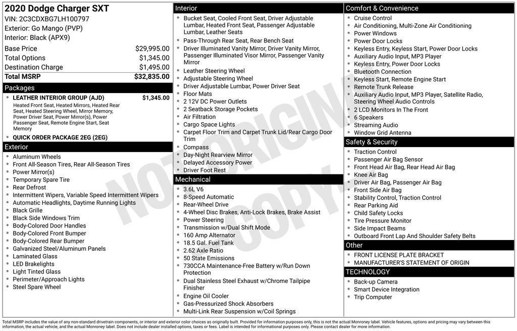 Used 2020 Dodge Charger SXT w/ Leather Interior Group image 33