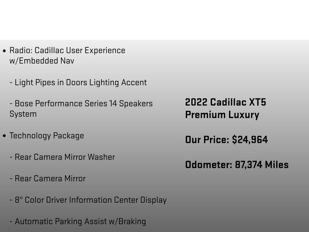 Used 2022 Cadillac XT5 Premium Luxury w/ Technology Package AWD/4WD image 12