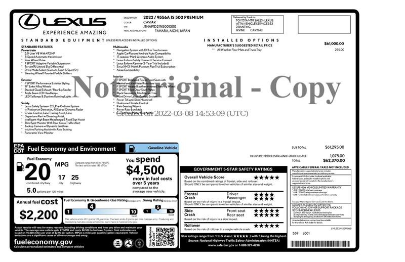 Used 2022 Lexus IS 500 image 3