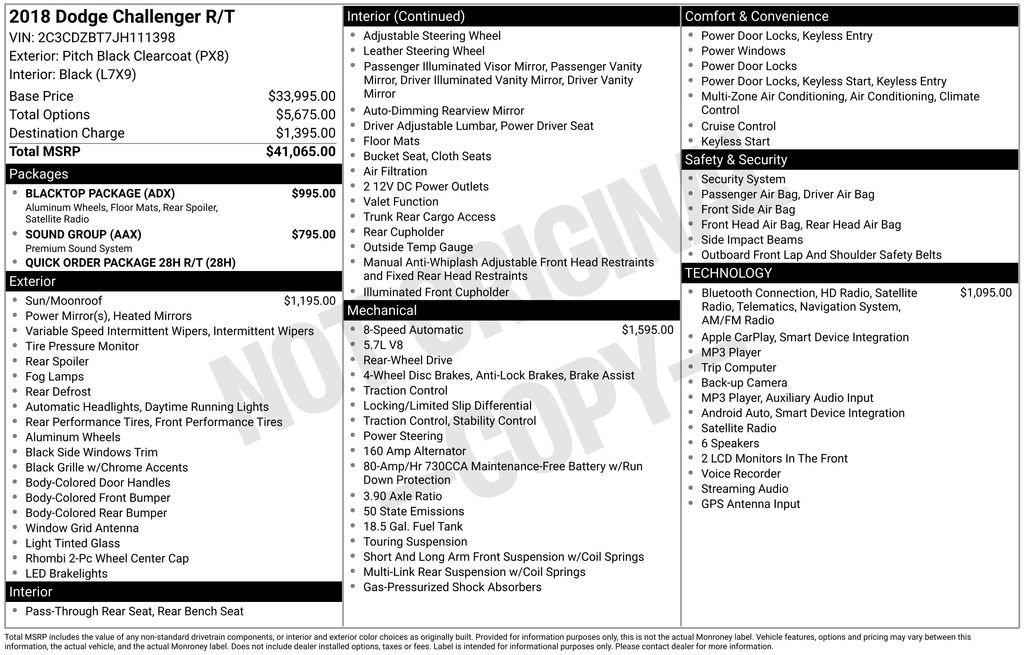 Used 2018 Dodge Challenger R/T w/ Blacktop Package RWD image 51