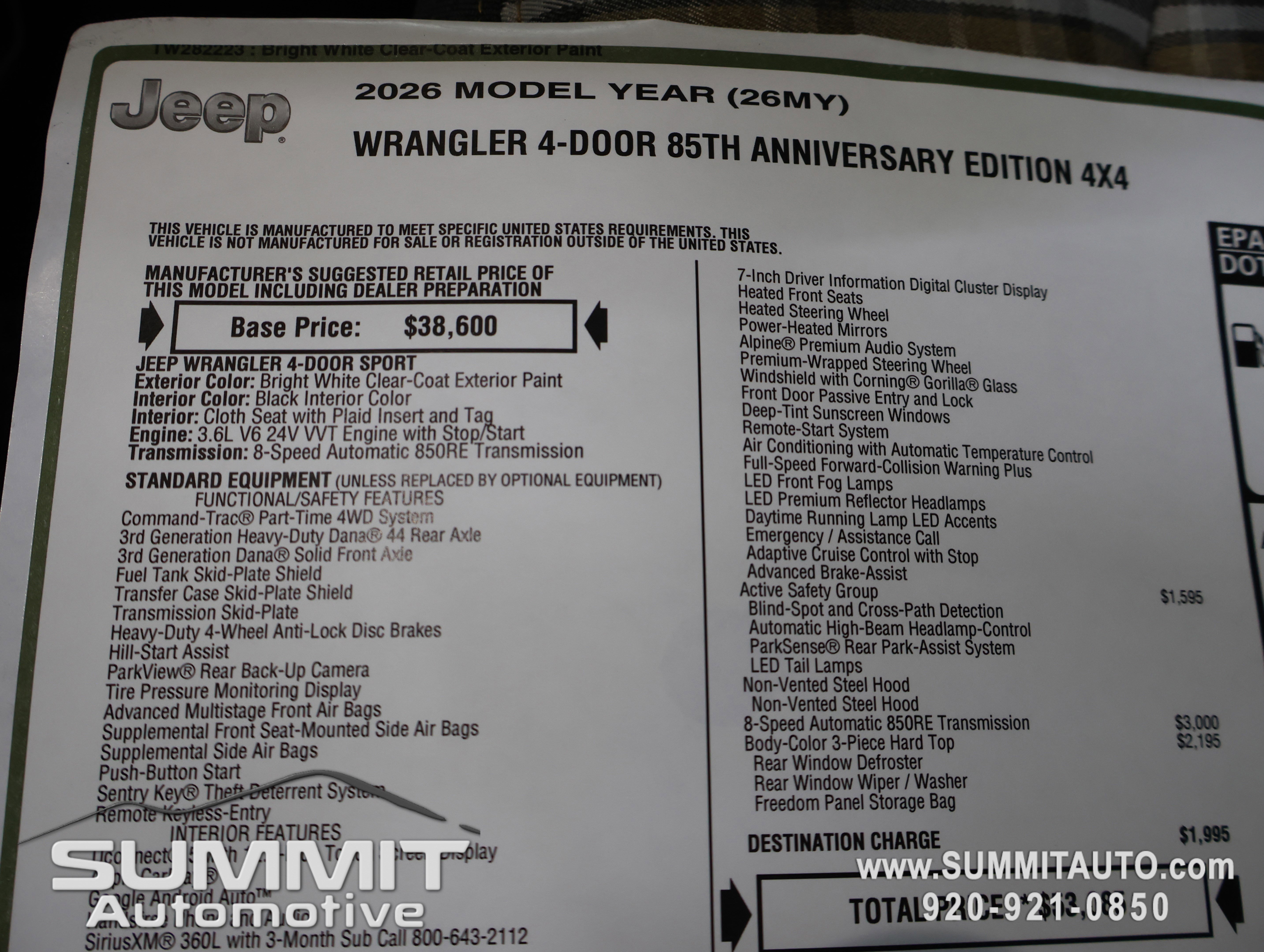 New 2026 Jeep Wrangler Unlimited Sport AWD/4WD image 9