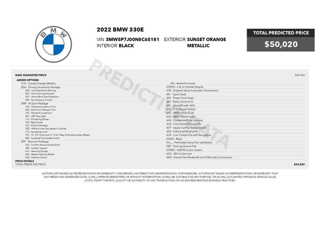 Used 2022 BMW 330e w/ M Sport Package RWD image 2