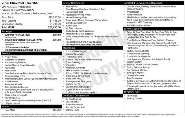 New 2026 Chevrolet Trax RS w/ Sunroof Package FWD image 33