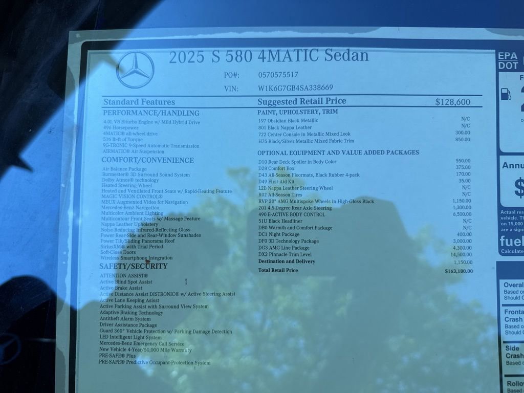 New 2025 Mercedes-Benz S 580 4MATIC Sedan image 13