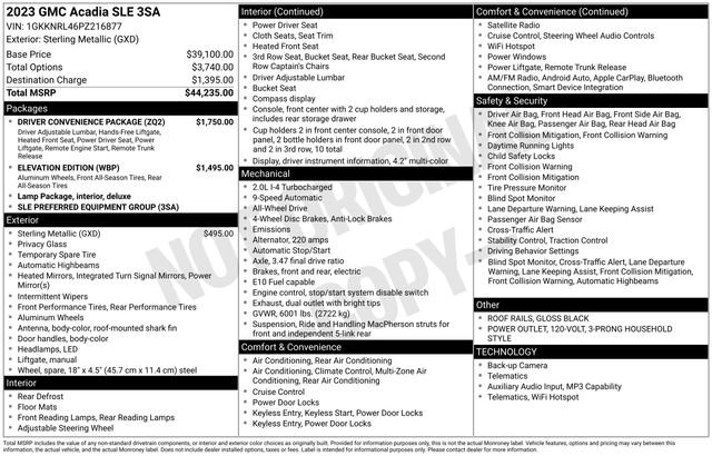 Used 2023 GMC Acadia SLE w/ Driver Convenience Package AWD/4WD image 11