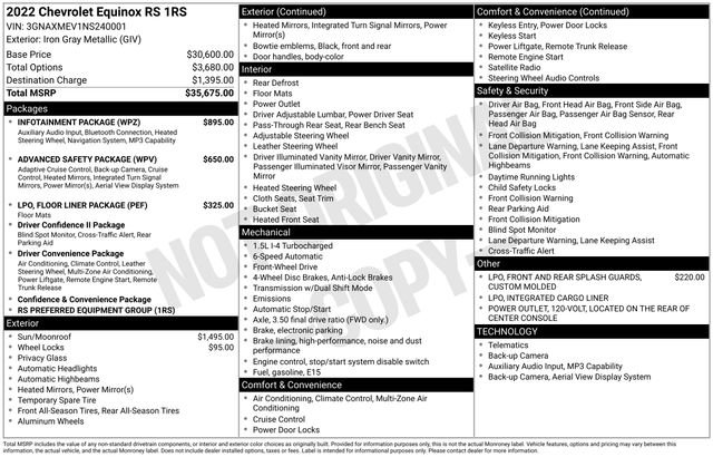 Used 2022 Chevrolet Equinox RS w/ Infotainment Package image 7