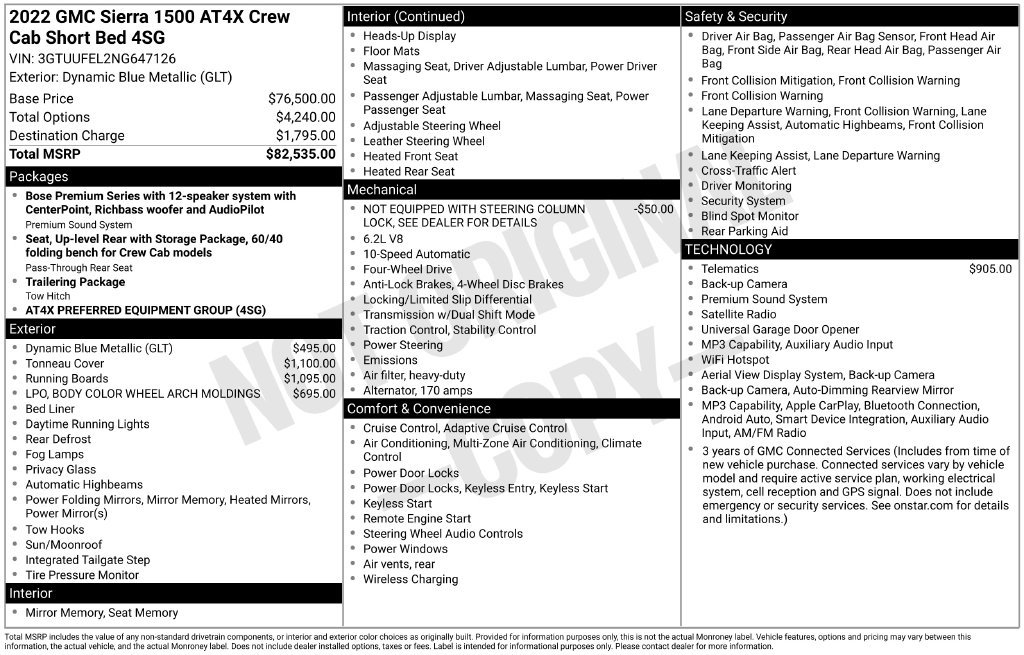Certified 2022 GMC Sierra 1500 AT4X AWD/4WD image 1