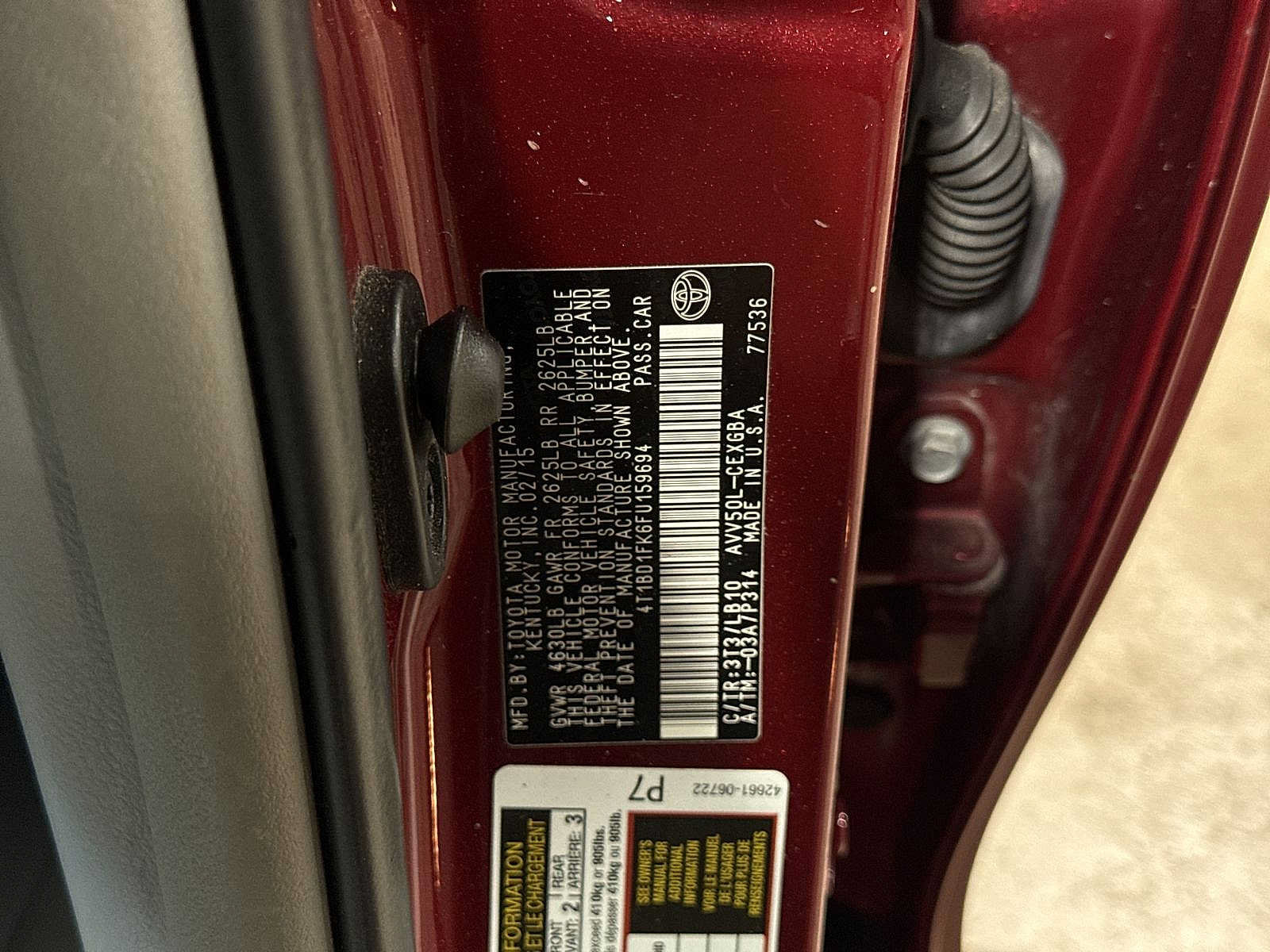 Used 2015 Toyota Camry XLE w/ Moonroof Package FWD image 14