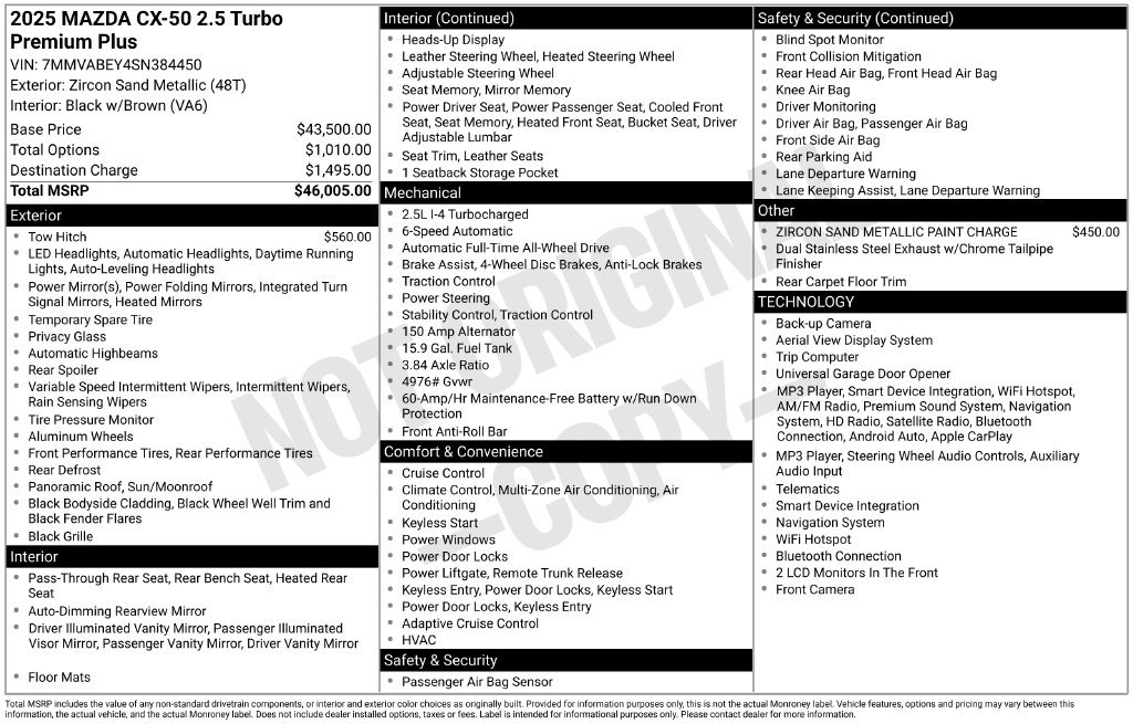 Certified 2025 MAZDA CX-50 2.5 Turbo w/ Premium Plus Pkg AWD/4WD image 41