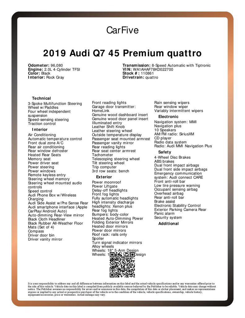Used 2019 Audi Q7 2.0T Premium w/ Convenience Package AWD/4WD image 22
