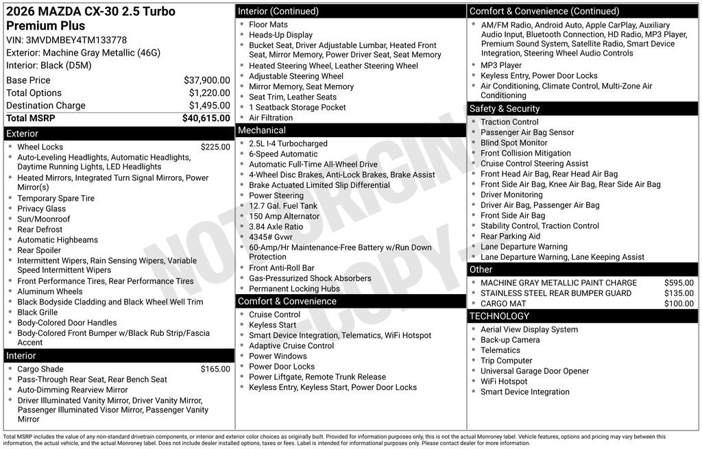New 2026 MAZDA CX-30 2.5 Turbo w/ Premium Plus Pkg AWD/4WD image 36